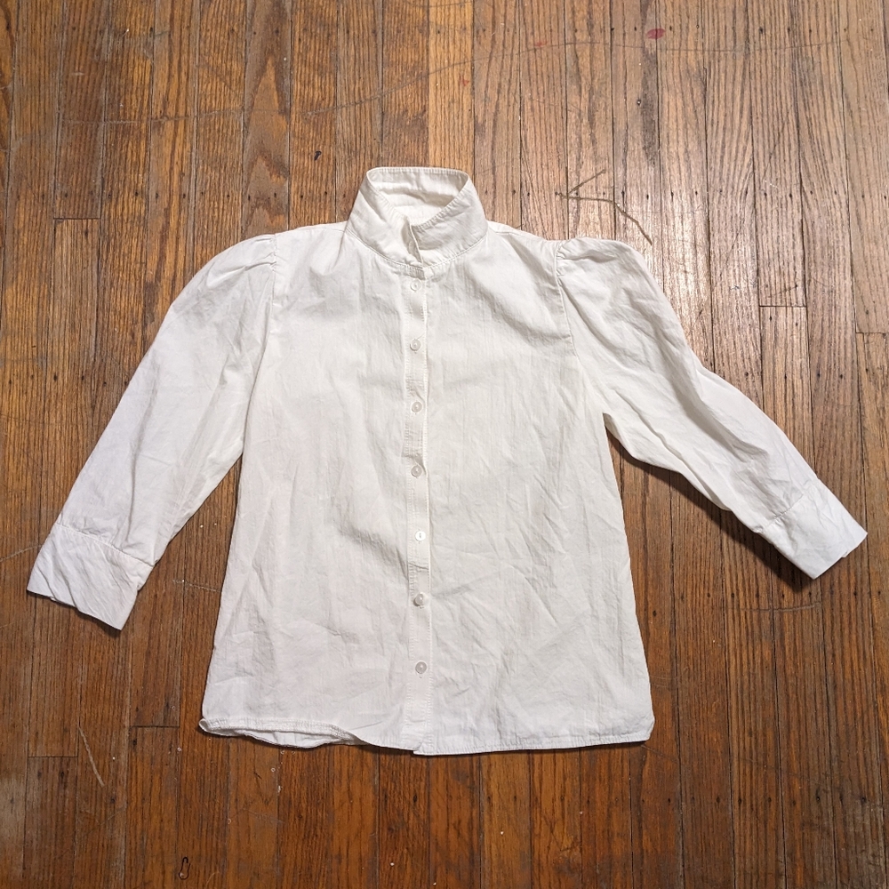 Tailored Victorian high neck puff sleeve blouse